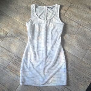 Jennifer Lopez White Sleeveless Lace Mini Dress